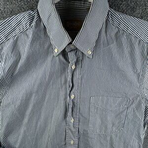Gitman Bros Button Up Shirt Long Sleeve Blue Striped 15 34 USA Cotton Designer
